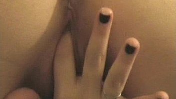 Amateur brunette gives blowjob to a big cock