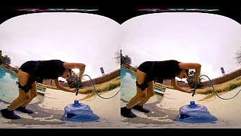 Gorgeous brunette gets caught breaking into your compound in vr