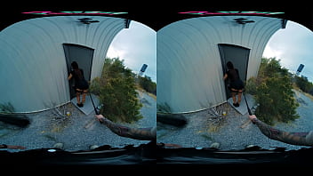 Gorgeous brunette gets caught breaking into your compound in vr