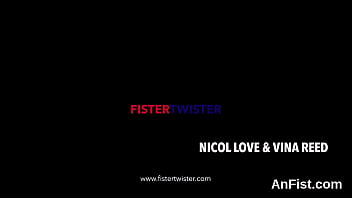 Lesbian sweetie gets her shaved twat and asshole fisted