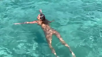 Sexy monika fox swims naked in pool and sea in hot country free