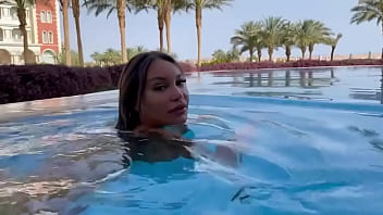 Sexy monika fox swims naked in pool and sea in hot country free