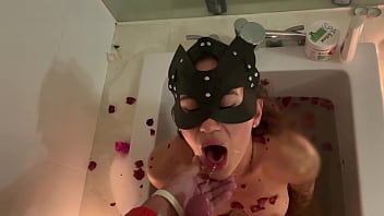 Teen girl let neighbor pee on her in bath sucked his dick let him cum on face blowjob pov fetish