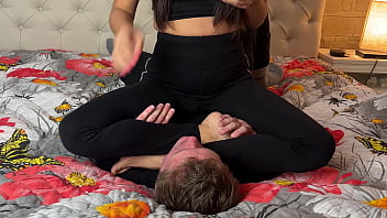 Slave face slapped and punished by strong asian girl