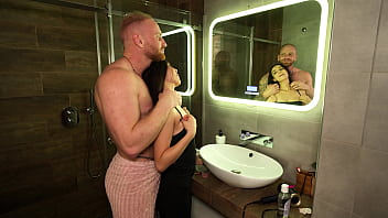 A persistent guy persuaded a sexy brunette to have sex and be late for the theater