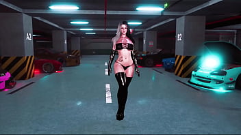 Curvy Milf Rosanna In Tight Black Outfit Posing Solo In Parking Lot thumbnail