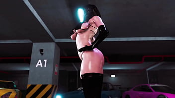 Curvy Milf Rosanna In Tight Black Outfit Posing Solo In Parking Lot thumbnail