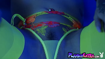 Big titted beauty introducing her sexy tattoos and her hot pussy