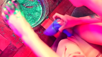 Barefoot stuck in glue & masturbation