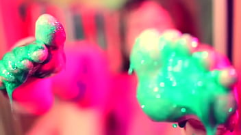 Barefoot stuck in glue & masturbation