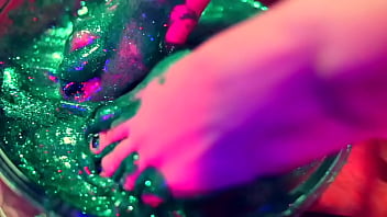 Barefoot stuck in glue & masturbation