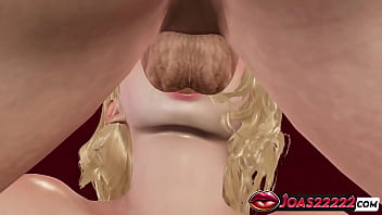 Alluring blue eyed anime college girl in stockings adult animation passionate handjob for huge cock only tongue lick glans of cock wall deepthroat with cum in mouth finale animation