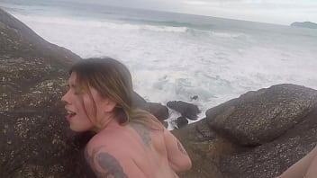 Begging for cum from the gifted young man on the beach in floripa
