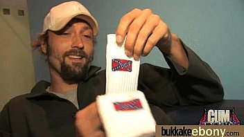 Ebony babe sucks too many white cocks 19