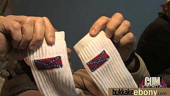 Ebony babe sucks too many white cocks 19