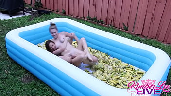 Lesbians ashlynn taylor & kimber lee in a hot banana wrestling clip