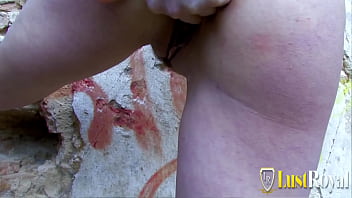 Busty blonde enjoying big cock in the forest