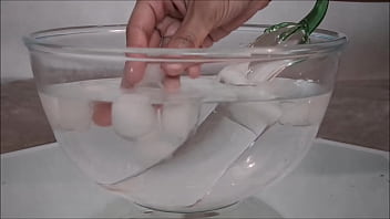 Chilli glass dildo ice creamy close up teaser