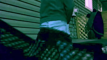 Time lapse stop frame stretch against steps at night with lattice shadow ass and legs effect