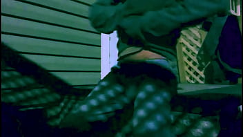 Time lapse stop frame stretch against steps at night with lattice shadow ass and legs effect