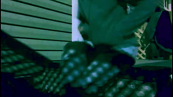 Time lapse stop frame stretch against steps at night with lattice shadow ass and legs effect