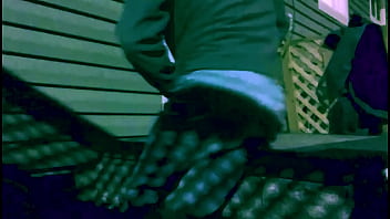 Time lapse stop frame stretch against steps at night with lattice shadow ass and legs effect