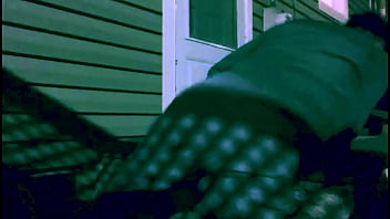 Time lapse stop frame stretch against steps at night with lattice shadow ass and legs effect