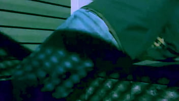 Time lapse stop frame stretch against steps at night with lattice shadow ass and legs effect