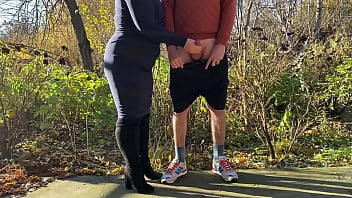 Mother in law tries hard to make me cum in a public park