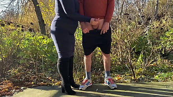Mother in law tries hard to make me cum in a public park