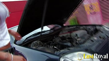 Attractive french brunette fucked in the car outdoors Attractive french brunette fucked in the car outdoors