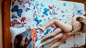 Young couple enjoys romantic sex with each other after college