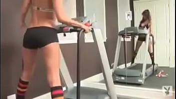 Brunette working out while naked