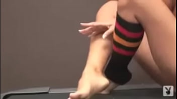 Brunette working out while naked