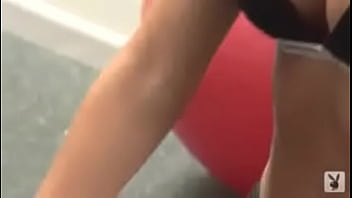 Brunette working out while naked