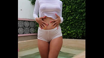 Wet clothes flashing in swimming pool