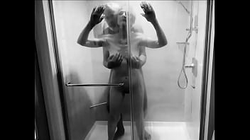 Black and white unedited version of shower scene including my slip
