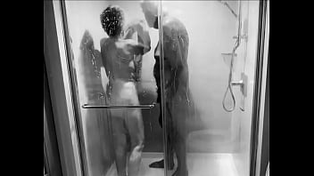 Black and white unedited version of shower scene including my slip