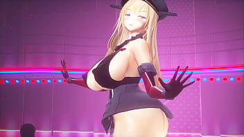 Kancolle ship bismarck shaking her ass to the audience