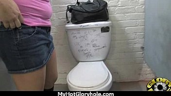 Black chick gives gloryhole blowjob 21