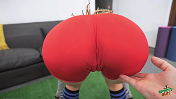 Beautiful young babe working out round ass perky tits puffy cameltoe and a surprise at the end