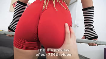 Beautiful young babe working out round ass perky tits puffy cameltoe and a surprise at the end