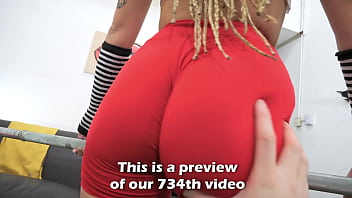 Beautiful young babe working out round ass perky tits puffy cameltoe and a surprise at the end