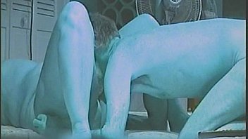 Big ass and belly hot sex on the futon in light blue mode