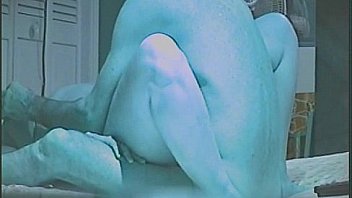 Big ass and belly hot sex on the futon in light blue mode