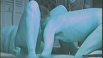 Big ass and belly hot sex on the futon in light blue mode