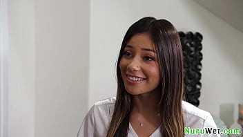 See this lovely massage girl making her client very happy and give him a relaxing nuru massage