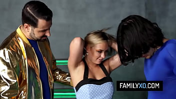 Hot babe fucked hard by her horny stepdad and stepbrother