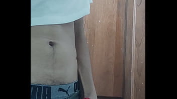 Young guy takes out his cock and masturbate it richly