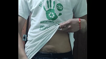 Young guy takes out his cock and masturbate it richly